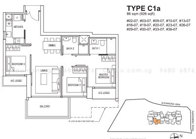 alex residences 3-bedroom c1a